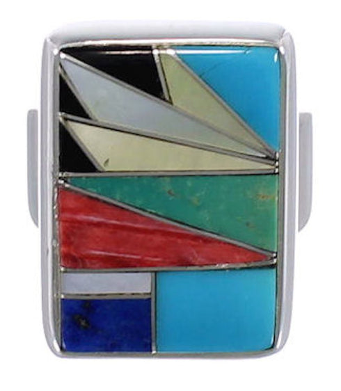 High Quality Multicolor And Sterling Silver Ring Size 5-3/4 WX37634